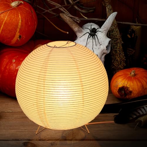 Lurrose Rice Paper Lamp Desk Floor Lantern Nightstand Bedside Smalll Lamps for Bedroom Living Room Office Classroom Dorm (Ball, 9.8"x9.8"Inch)