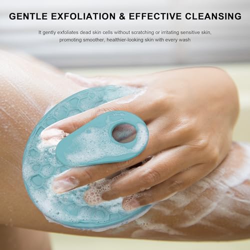INNERNEED Silicone Body Scrubber Gentle Exfoliating Brush Set, Green+ Pink - color: (Set2) Dark Green+pink