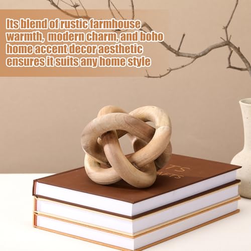 Yalikop 3 Link Wood Knot Decor Rustic Table Shelf Accents, Acacia Wood - color: Acacia Wood