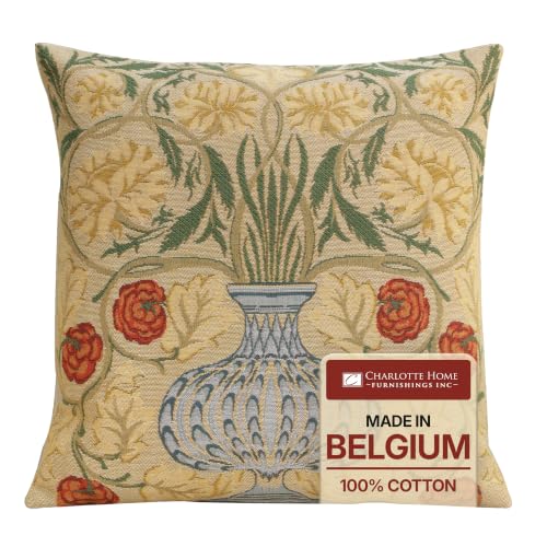 William Morris Yellow Rose Tapestry Throw Cotton Pillow Cover 18 x 18 in - color: Yellow Rose