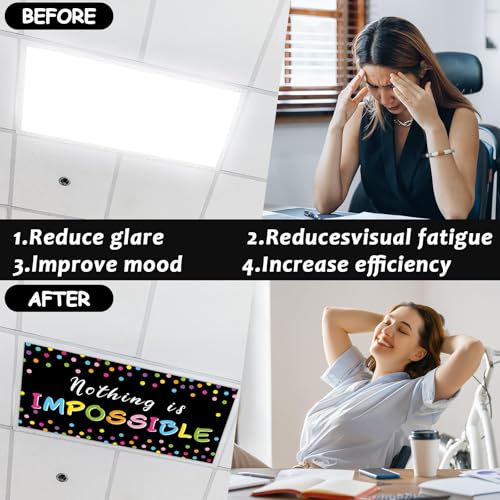 6 Pcs Fluorescent Light Covers with 60 Magnets Decorative for Classroom Ceiling Light 4 x 2 Ft Magnetic Light Cover Filter Easy Install for Office Hospitals Home Drop Ceiling Supplies (Black Confetti) - color: Black Confetti
