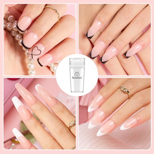 Beetles French Tip Tool: Stamp Gel Silicone Nail Stamp Kit - color: E - Black White-4