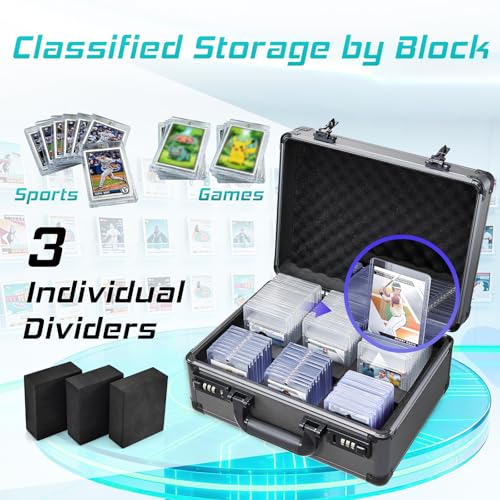 Graded Card Storage Box, Trading Cards Case Storage, Toploader Card Storage Cases for Sports Cards Storage, Baseball Cards Case for 99+ Slabs or 350+ Toploaders, Metal Grey - color: Metal Grey