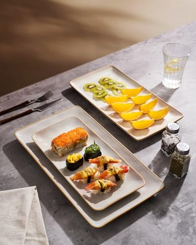 Famiware Serving Platters Set of 3 Sizes - Rectangular, Cappuccino White - color: Cappuccino White