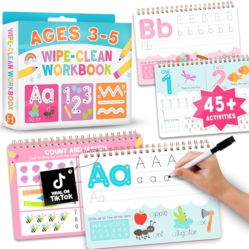 ABC Tracing Books for Kids Ages 3-5 Wipe Clean Preschool Workbooks 4-8