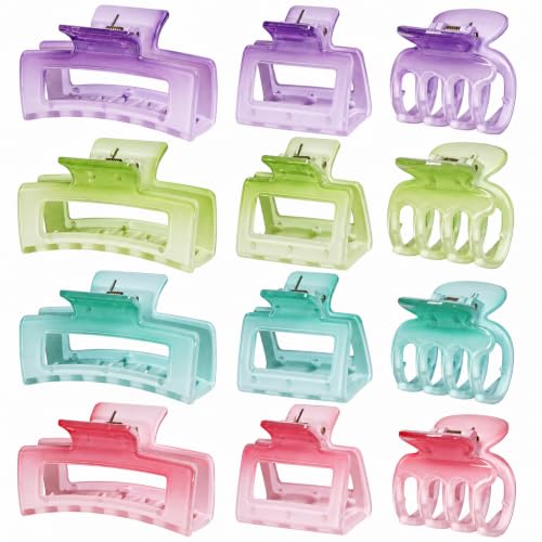 SMKSL 12 Pcs Hair Claw Clips for Women & Girls Summer Hair Accessories - color: Solstice Pastel