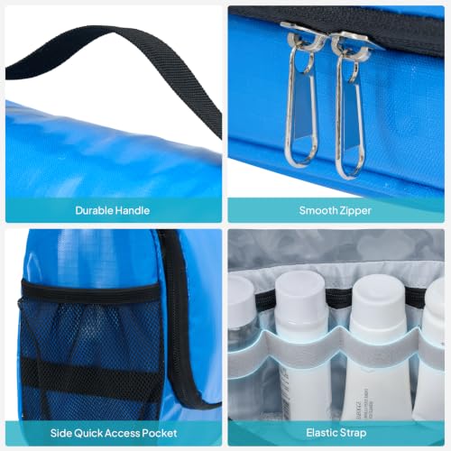 Travel Toiletry Bag for Women & Men, Waterproof Hanging Makeup Organizer - color: Blue