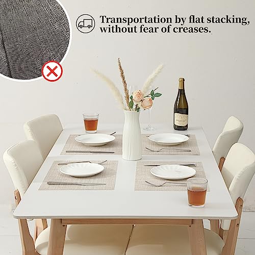 Leetaltree Woven Vinyl Beige Placemats Set of 24, Linen Look & Easy to Clean - color: Beige, size: Set of 24