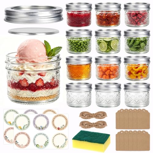 STARSIDE 4oz Mini Glass Mason Jars 12-Pack with Airtight Split Lids - color: Clear06-4oz