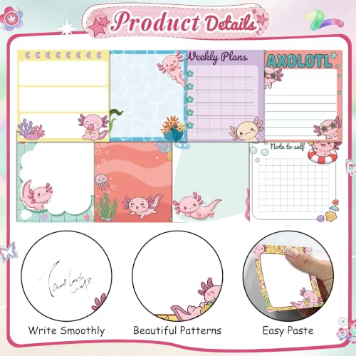 Axolotl School Supplies Gifts Sticky Notes - style: Axolotl