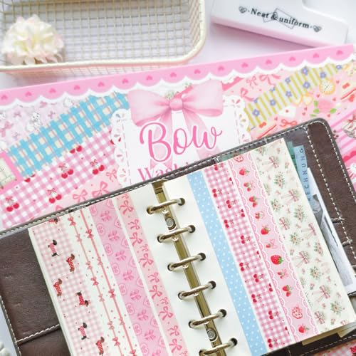 Bomichi Washi Tape Set - 42 Rolls Cute Pink Bow Decorative Scrapbook Tape - color: Pink bow