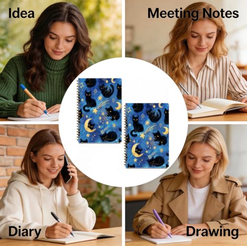 2 Pcs A5 Cute Cat Spiral Notebook, Blue Journaling Notebooks for Work - color: Multicolour 0213