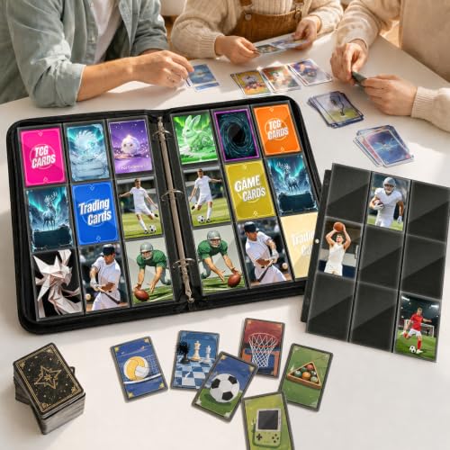9 Pocket Page Protectors,Double-Sided Trading Card Sleeves for 3 Ring Binder,Acid-Free Baseball Cards Holder, Protective Pages Sheets for Collectible Games, Sports Cards(50Pack, Black,Side-Loading) - color: Black, size: Side-Loading
