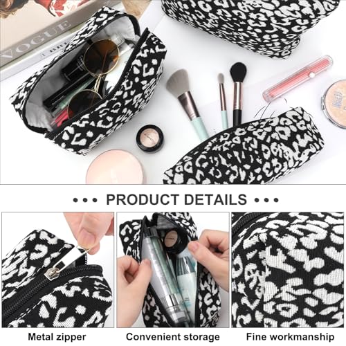 EIMMBD Makeup Bag 3 Pieces Large Capacity Cosmetic Bags Travel Toiletry Bag Organizer Cute Makeup Pouch Storage for Women(Black White) - color: Black White