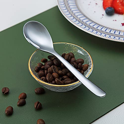 Demitasse Espresso Mini Spoons, 5.5'' Stainless Steel, Set of 6, Dishwasher Safe (Silver) - color: 1. Silver