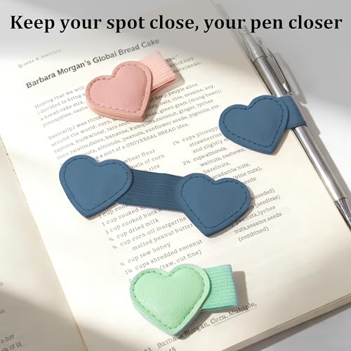2Pcs Magnetic Leather Bookmarks with Pen Holder Gift Box, Heart-Shaped Magnetic Book Marks for Book Lover Readers Cute Leather Bookmark for Women Girls (Blue) - color: Blue