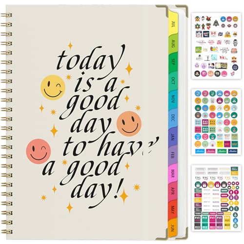 Academic Planner 2026–2027, A4 Hardcover Weekly Monthly Planner, Large 8.5 x 11 School Year Planner July 2026 to July 2027, with Bookmark, Pocket Folder and Sticky Notes, Smiley Face - color: Smiley Face, size: A4