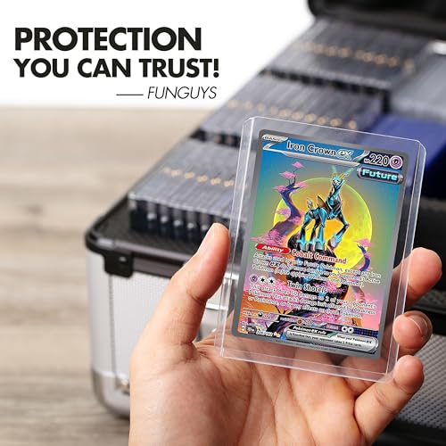 FunGuys Toploader Storage Box, Sports Card Storage Case, Top Loader Card Storage, Top Loader Storage Boxes, Trading Card Case Holds 600+ Card, One Touch Card Holder - color: Red and Silver, size: 15.4 x 11.8 x 6.3 Inches