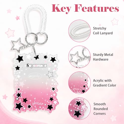 Cute Star Acrylic Photo Card Holder Keychain - color: Black Star