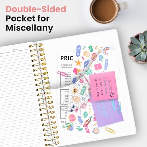 Taja Cute Large Spiral Lined Notebook for Work with 5 Removable Dividers - color: K-Painted Bloom
