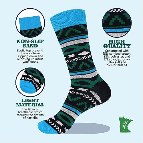 BambooMN Men's Cotton Colorful Design Fashion Novelty Dress Socks - color: Color 1 - 2 Pairs, size: 5-9