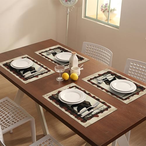 Bear Placemats Set of 4, Farmhouse Cabin Place Mats, Country Rustic Wild Animal Waterproof Washable Table Mats for Home Party Indoor Kitchen Dining Table Decoration 12x18 Inch - color: Bear, size: Set of 4