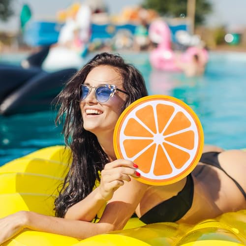 CroBlissful 6 Pcs Foldable Flying Fans 9.84'' Fruit Folding Fan Round