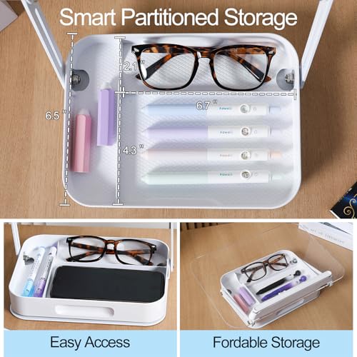 ZOEY Acrylic Book Stand for Reading Adjustable Book Holder with 360 Rotating Base and Storage Foldable Desktop Riser Stand for Cookbook Laptop Tablet Textbook Music Score with Page Clip 13.4x9.3x2.8in - color: Alloy, size: Large