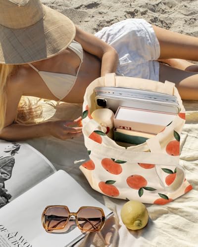 Miss Adola Cute Aesthetic Canvas Tote Bag for Women - color: Peach