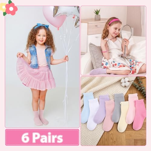 8 Pairs Girls Ruffle Crew Socks, Cute Frilly Soft Cotton Socks - color: Multicolor, size: 6-8 Years