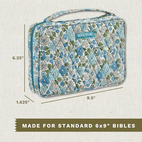 Bella Taylor Small Bible Cover, Quilted Bible Case, Delicate Floral Blue - color: Delicate Floral Blue, size: Small