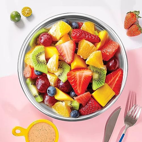 10Pcs Small Stainless Steel Bowls, 6 1/2" Wide Kitchen Metal Bowl with Flat Base, 3/4" Quart Prep Bowls for Meal Prep Cooking Serving Baking - size: 6.3" Width
