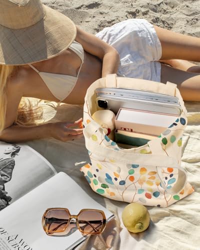 Miss Adola Cute Aesthetic Canvas Tote Bag for Women - color: Leaves