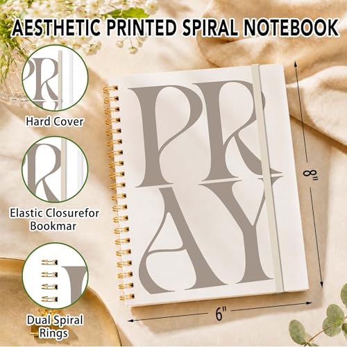 Lined Spiral Notebook, Pretty Hardcover Notebooks 6''x 8.4'', Pray Cover, Journal for Work, Note Taking, Journaling, Writing, Christian Gifts, Daily Journal for Men Women - color: pray