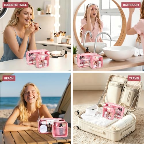 WLLWOO Clear Makeup Bag Small Cosmetic Pouch Travel Toiletry Organizer - color: 1pcs-Medium-Pink