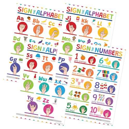 Quarterhouse 4 Poster Sign Language Part 1 Classroom Set - color: Sign Language Part 1