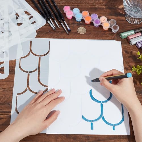 NBEADS 6 Pcs 6 Styles Retro Tile Stencils, 11.8×11.8 Inch Mid Century Modern Painting Stencil Tempalte DIY Art Craft Painting Wall Stencils for Painting on Wood Canvas Paper Furniture Wall - size: 11.8x11.8"