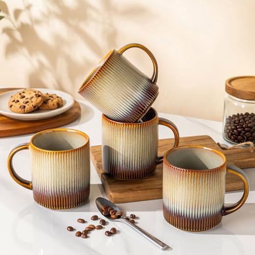 theterra Ceramic Coffee Mugs Set of 6, 14.2 oz Coffee Cups with Handle - color: Dusk Blue, size: 14 OZ (Set of 6)