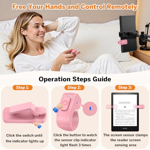 Page Turner Ring for Kindle,Remote Control for iPhone iPad Tablets eReaders - color: Pink