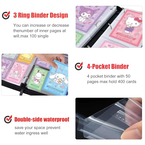 400 Pockets Pink Card Binder,Portable Shoulder Strap,Waterproof PU Bag,B292 - color: Pink Shoulder Strap-400