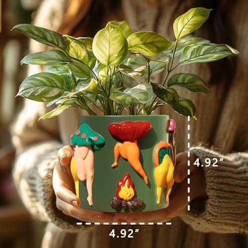 GUGUGO Unique Mushroom Lady Body Plant Pots, Cute Quirky Garden Planters, Boho Funky Eclectic Home Decor, Mushroom Lady Butt Flower Pots, Succulent Planter, Modern Aesthetic for Decorating, Pale Pink - color: G, size: 5in