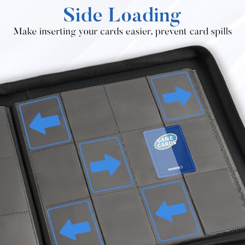 Premium Zip Card Binder 12 Pocket, Fabmaker 912 Pocket Trading Card Binder - color: Green, size: 12 Pocket - 15" x 13.6"