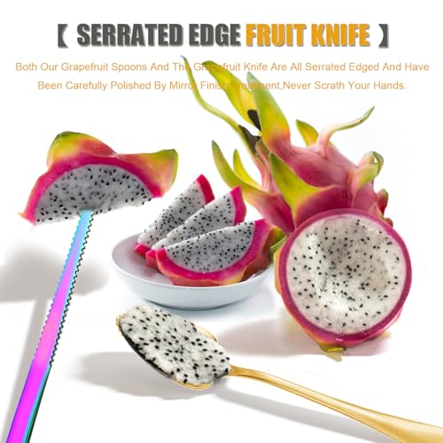 Grapefruit Spoon Serrated Edge Grapefruit Knife Stainless Steel Grapefruit Utensil Tool Dessert Spoons for Citrus Lemon Kiwi Salads Melon Lime Pitaya Apple Fruit Puree (3 PCS)