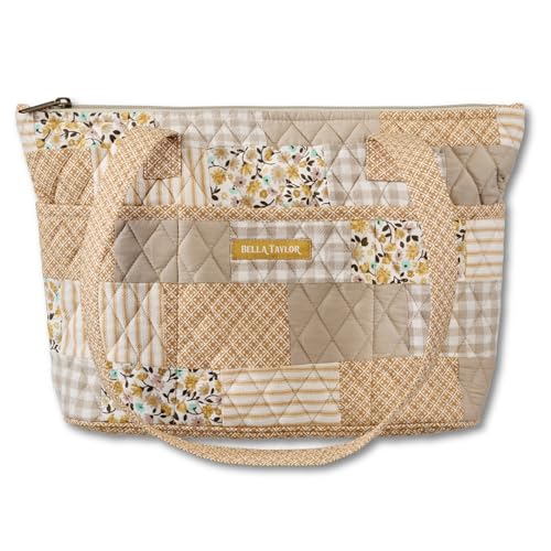 Bella Taylor Small Tote, Quilted Shoulder Bag for Women - color: Prairie Meadow Patch