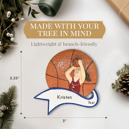 Personalized Basketball Ornament 2026 for Girls, Shooting Hoops - color: Basketball - Girl