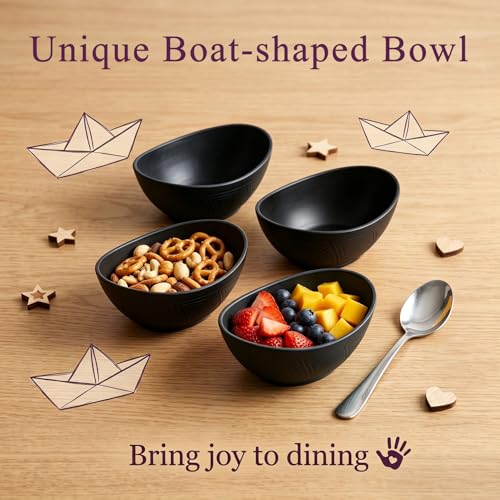 10oz Small Bowls, Unbreakable Wheat Straw Bowls Set of 6 - Black - color: Black, size: 10 oz (6 PCS)