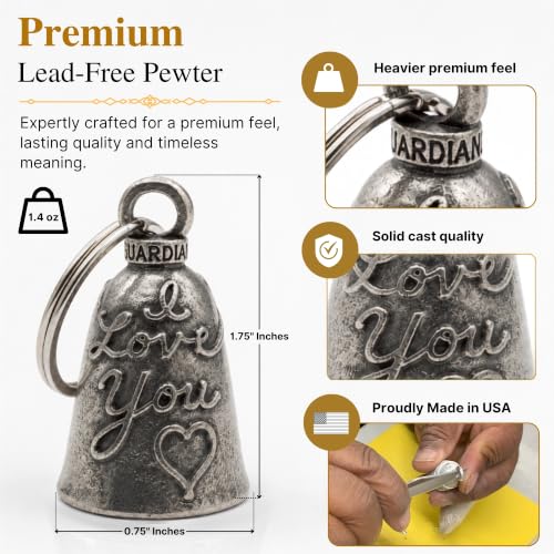 Guardian Bell Celtic Good Luck Bell w/Keyring & Black Velvet Gift Bag | Motorcycle Bell | Lead-Free Pewter | Made in USA - color: Silver