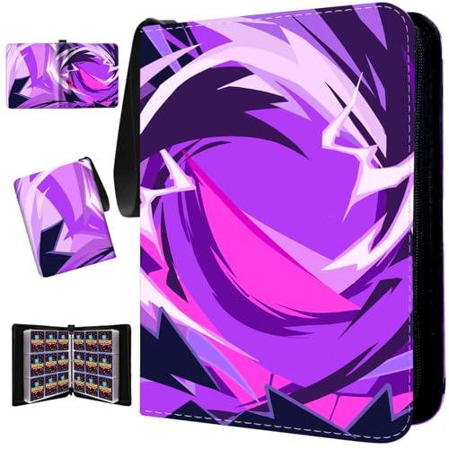 Trading Card Binder for TCG Cards, 9-Pocket Portable Card Collector Ablum Holder Book Fits 900 Cards with 50 Removable Sleeve, Waterproof Card Binder Display Storage Carrying Cases for TCG-Purple - color: Purple-900 Cards