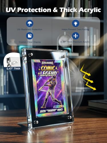 Acrylic Trading Card Display Frame with Inner Holder, for 35PT Card for Baseball, Football, Basketball Cards, UV Protection Desktop Display Frame for TCG, MTG, Comic Cards (Black, 1-Slot (2 Pack)) - color: Black