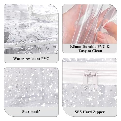 Star Clear Makeup Bag, Waterproof Travel Cosmetic Bag Toiletry bag,White - color: White